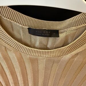 The Row Metallic Gold Knit Top